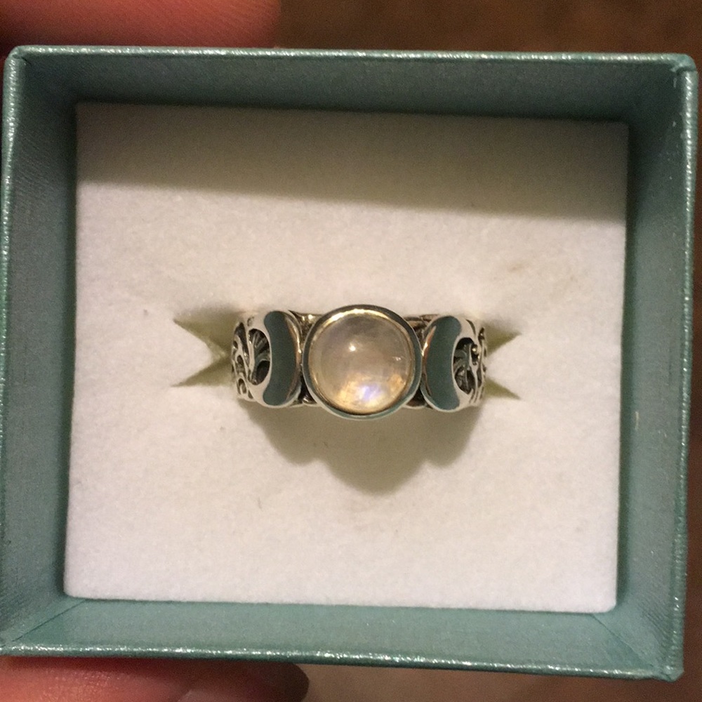 Moon goddess Sterling silver moon stone ring